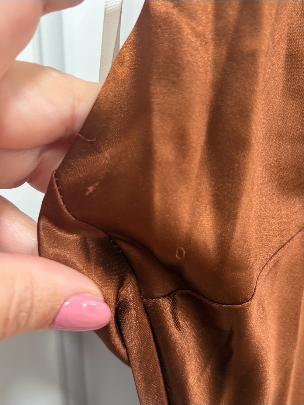 Lulus Beyond Classy NWT size Small Brown Satin Halter Mini Dress - Picture 5 of 15